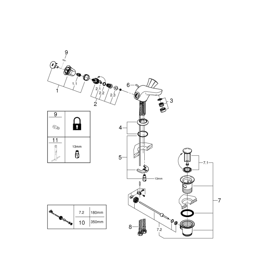 GROHE 21390001 - Håndvaskarmatur COSTA L DN 15 blank krom