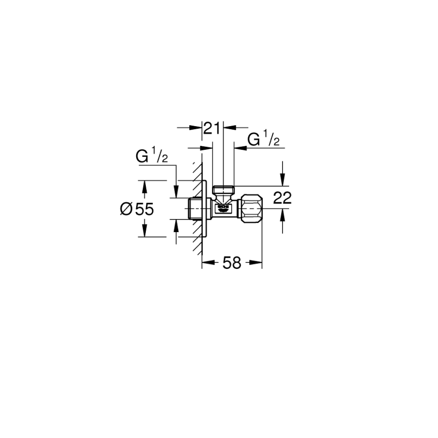 GROHE 22025000 - UNIVERSAL hjørneventil DN 15, blank krom
