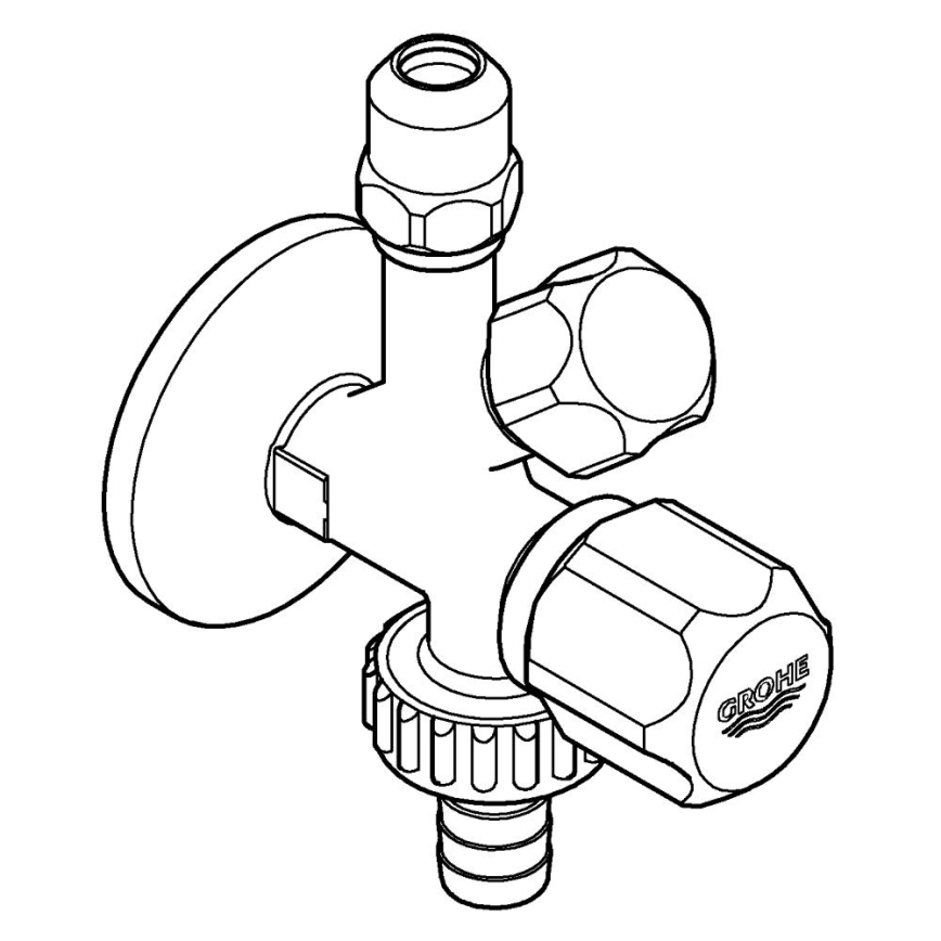 GROHE 22036000 - Kombi-vinkelventil ORIGINAL WAS® DN 15, poleret krom