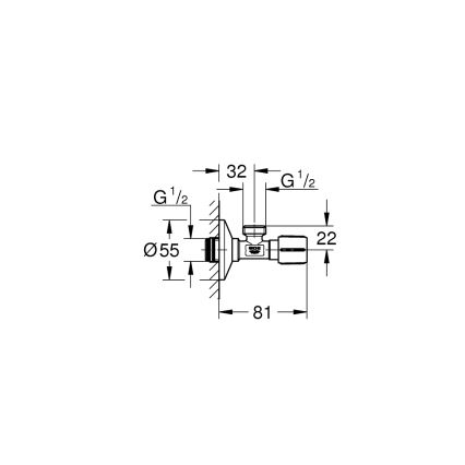 GROHE 22043000 - UNIVERSAL hjørneventil DN 15, blank krom