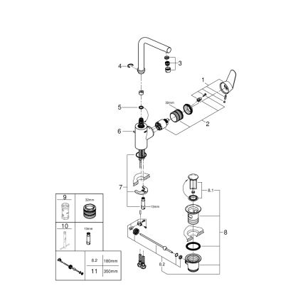GROHE 23054003 - Håndvaskarmatur EURODISC COSMOPOLITAN, størrelse L, krom