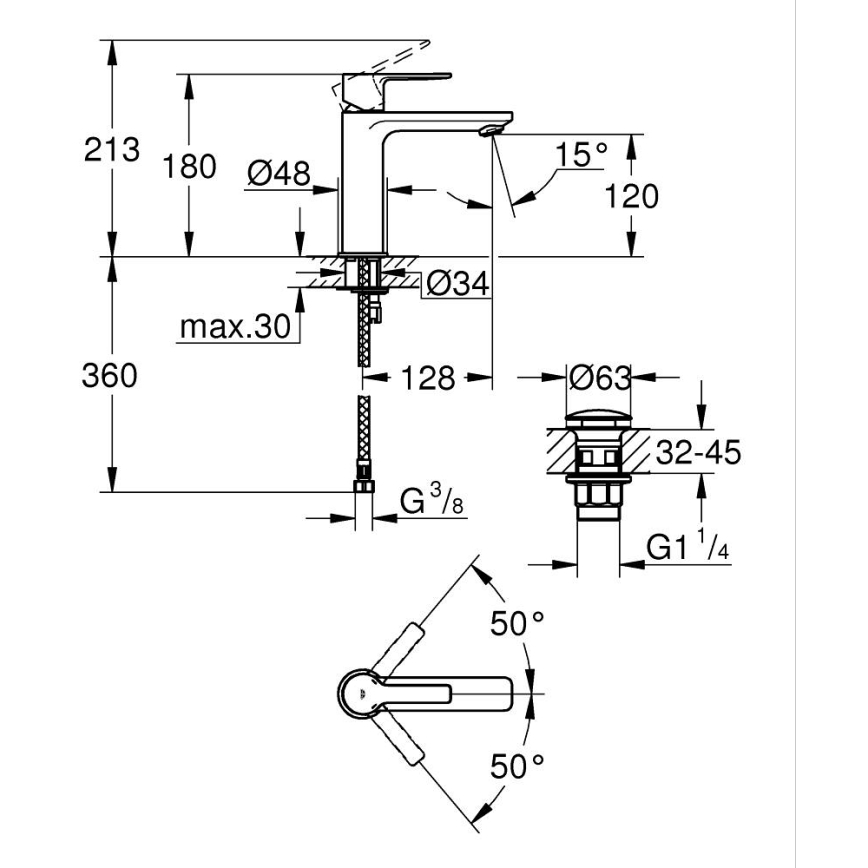 GROHE 23106DC1 - Håndvaskarmatur LINEARE DN 15 i rustfrit stål