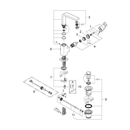GROHE 23135AL0 - EUROCUBE håndvaskarmatur, størrelse L, grafit