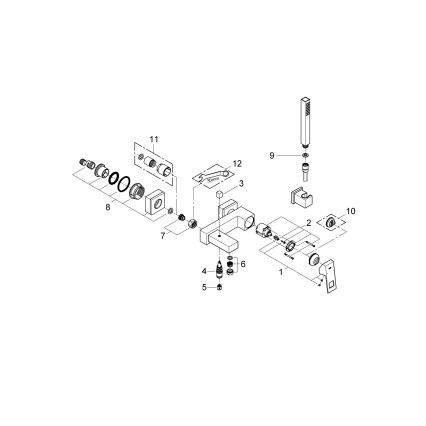 GROHE 23141000 - Badekarsæt med blandingsbatteri EUROCUBE DN 15 blank krom