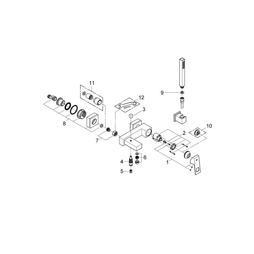 GROHE 23141000 - Badekarsæt med blandingsbatteri EUROCUBE DN 15 blank krom