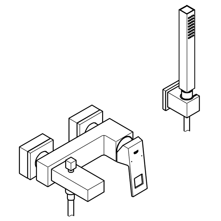GROHE 23141000 - Badekarsæt med blandingsbatteri EUROCUBE DN 15 blank krom