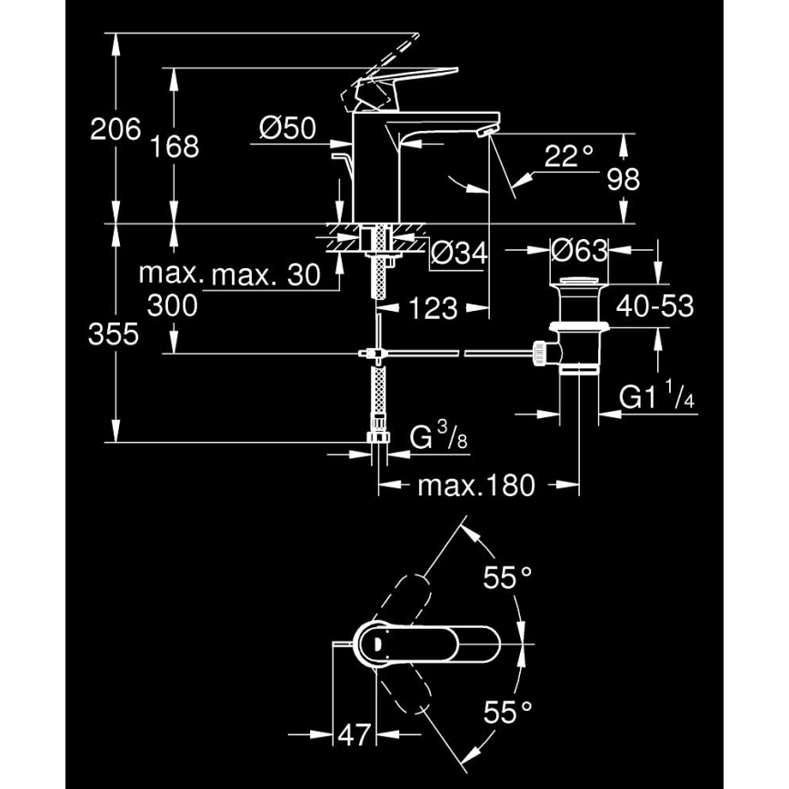 GROHE 23325000 - EUROSMART COSMOPOLITAN håndvaskarmatur, størrelse M, krom