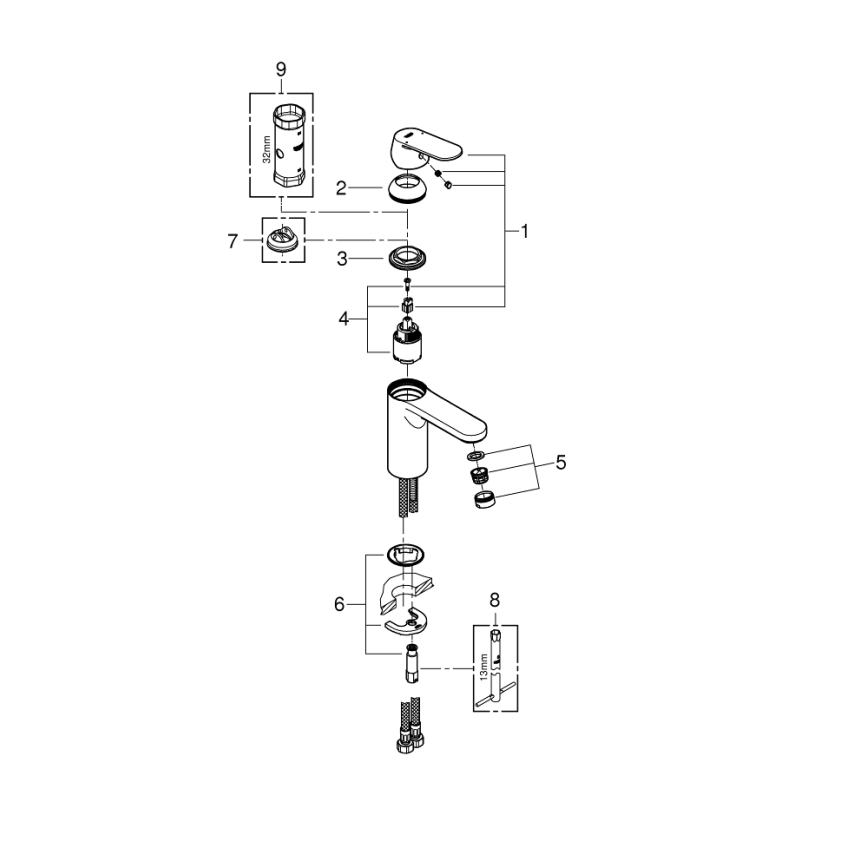 GROHE 23327000 - Håndvaskarmatur EUROSMART COSMOPOLITAN DN 15 str. M, krom