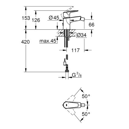 GROHE 23332001 - Bidetarmatur BAUEDGE størrelse S, blank krom