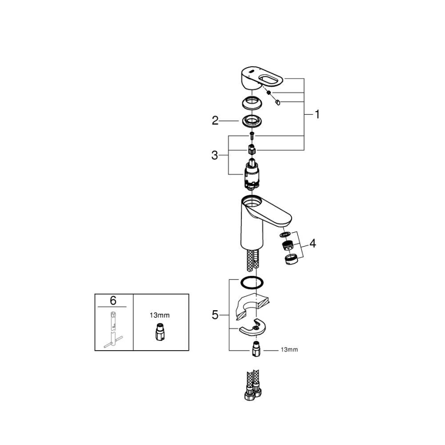 GROHE 23337000 - Håndvaskarmatur BAULOOP DN 15 poleret krom