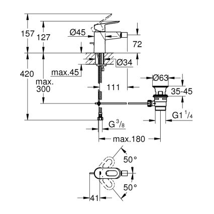 GROHE 23338000 - BAULOOP bidetbatteri, blank krom