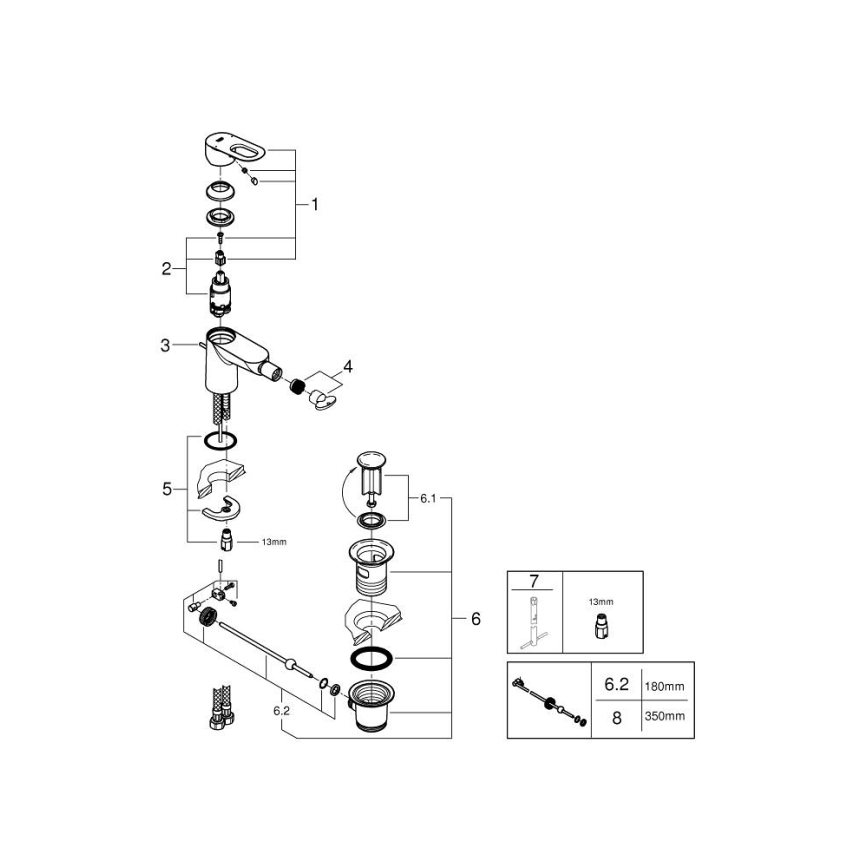 GROHE 23338000 - BAULOOP bidetbatteri i blank krom