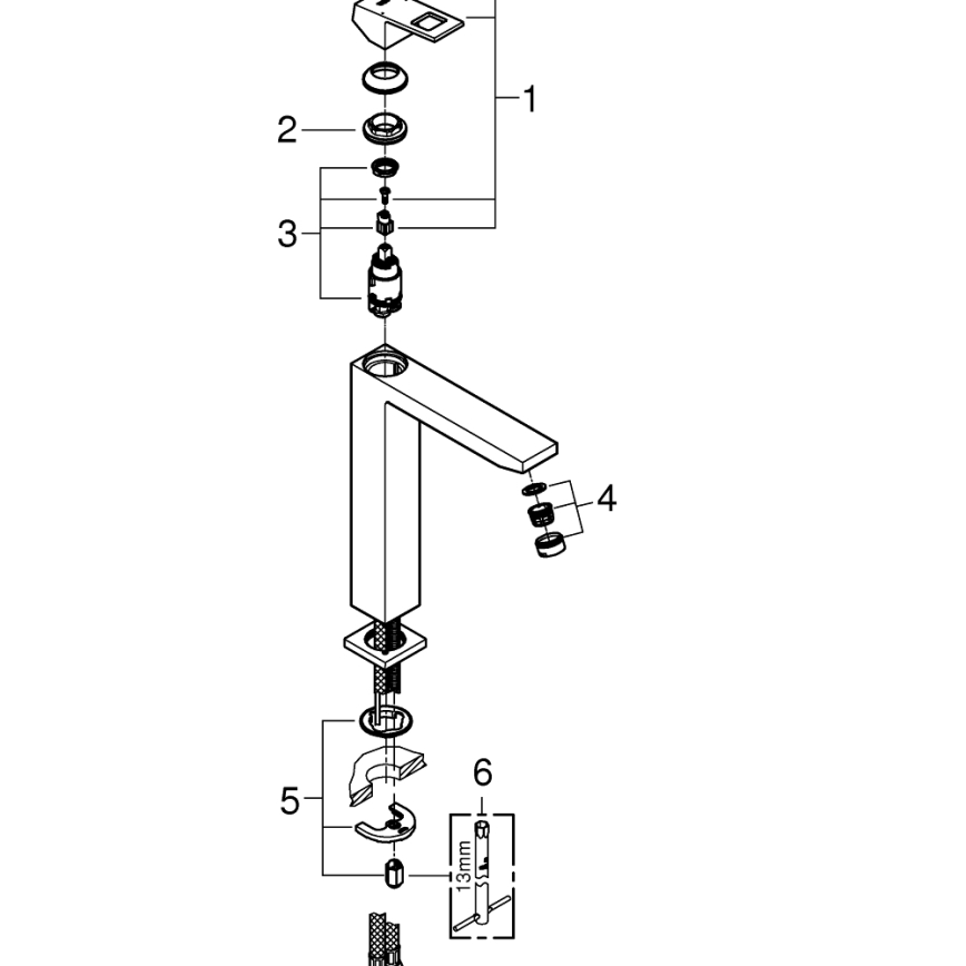 GROHE 23406AL0 - EUROCUBE håndvaskarmatur, størrelse XL, grafit