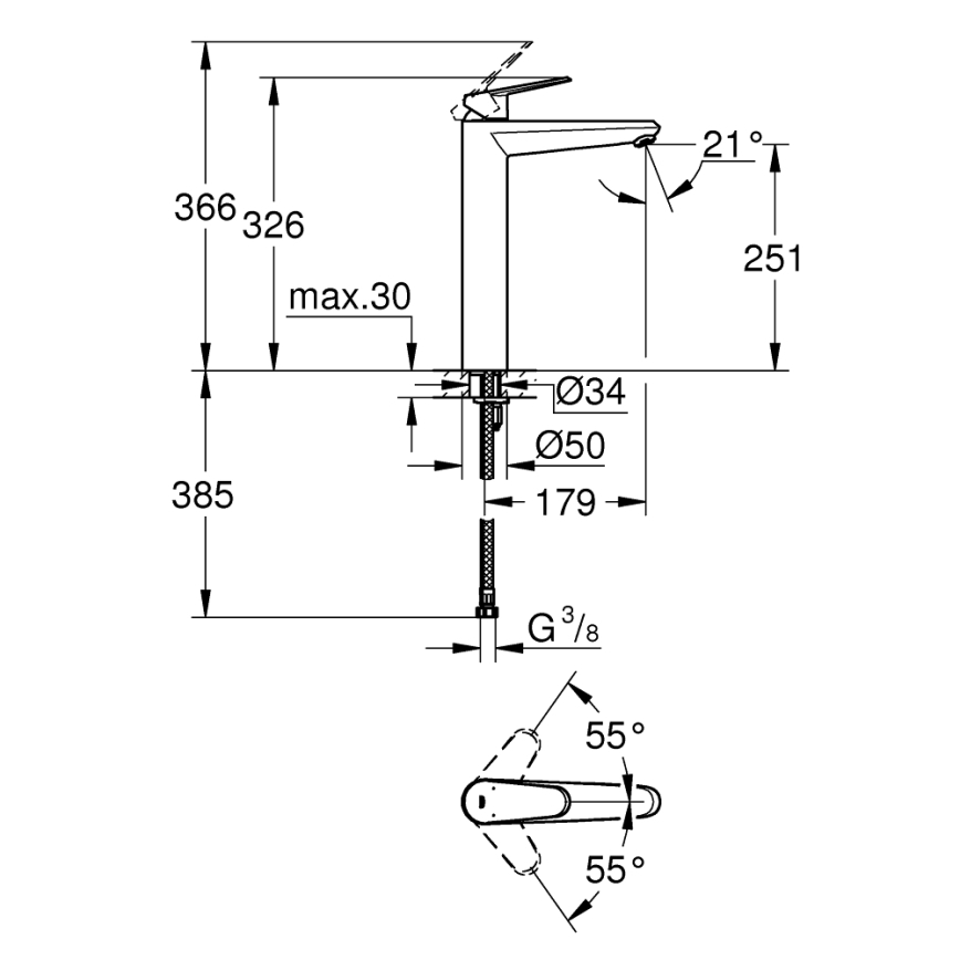 GROHE 23432000 - EURODISC COSMOPOLITAN XL håndvaskarmatur, krom