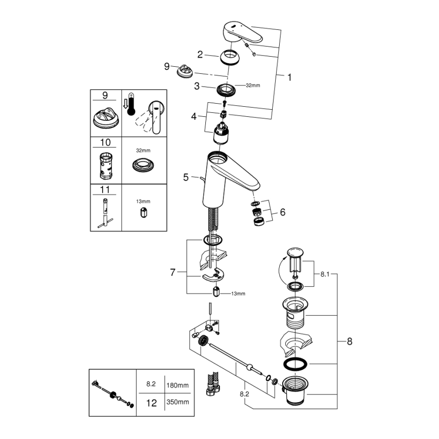 GROHE 23448002 - Håndvaskarmatur EURODISC COSMOPOLITAN størrelse M krom