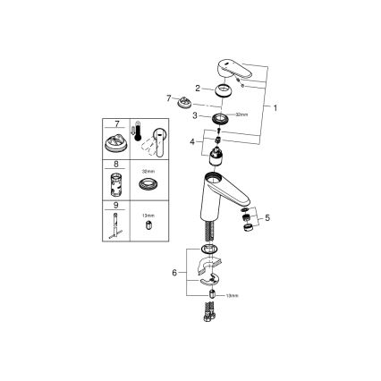 GROHE 23449002 - Håndvaskarmatur EURODISC COSMOPOLITAN størrelse M krom