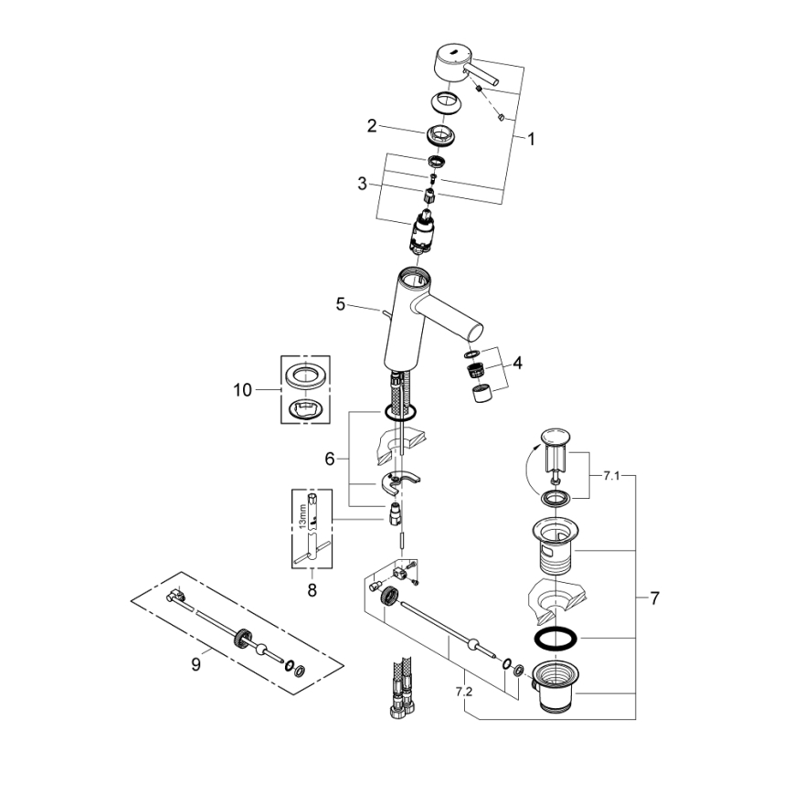 GROHE 23450001 - CONCETTO M håndvaskarmatur, blank krom