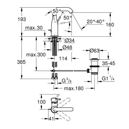 GROHE 23462AL1 - ESSENCE håndvaskarmatur, størrelse M, grafit