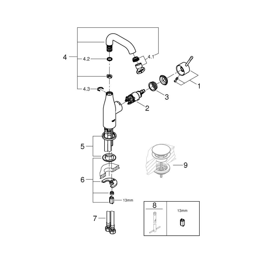 GROHE 23463001 - ESSENCE håndvaskarmatur, størrelse M, poleret krom