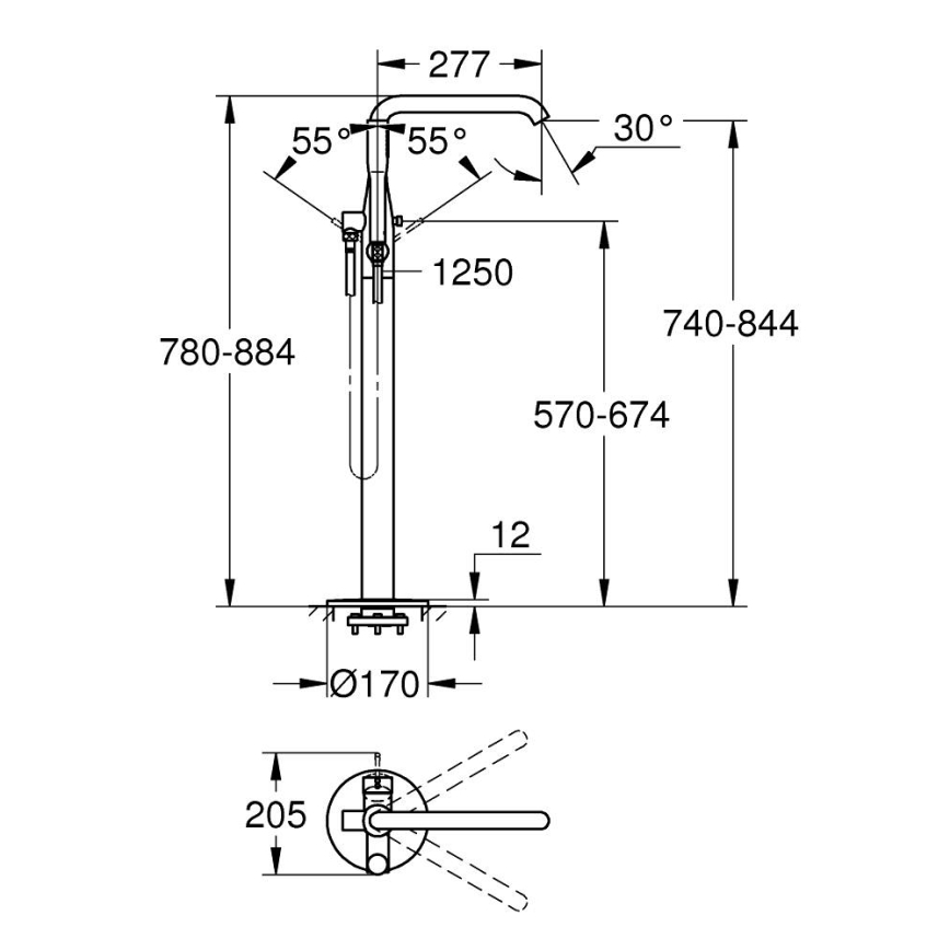 GROHE 23491AL1 - ESSENCE badekarbatteri 277 mm grafit