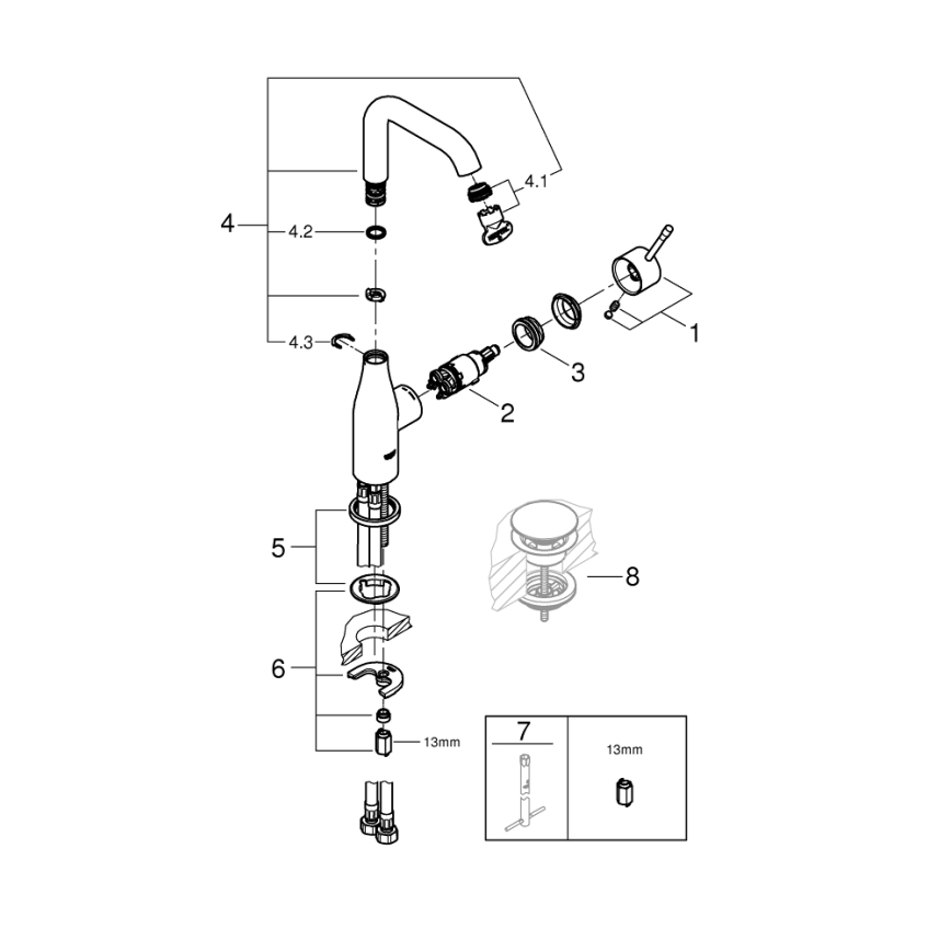 GROHE 23541001 - ESSENCE håndvaskarmatur DN 15, blank krom