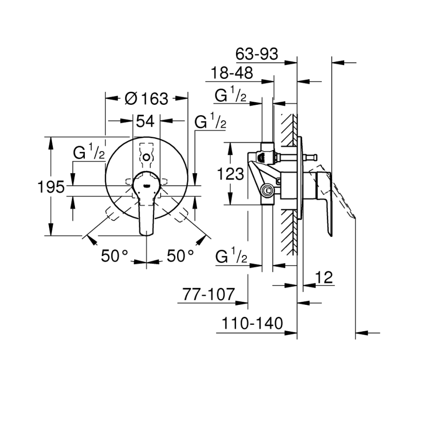 GROHE 23558002 - Badekararmatur START poleret krom