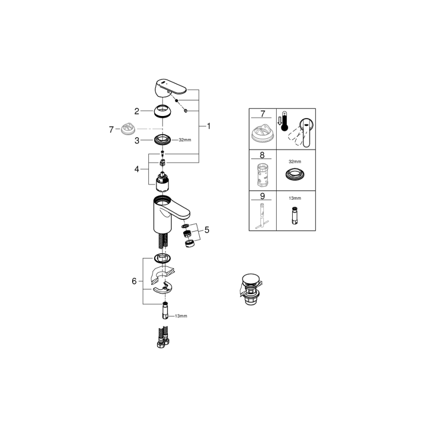 GROHE 23586000 - GET håndvaskarmatur, størrelse S, poleret krom