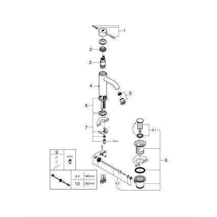 GROHE 23589001 - Håndvaskarmatur ESSENCE, størrelse S, blank krom