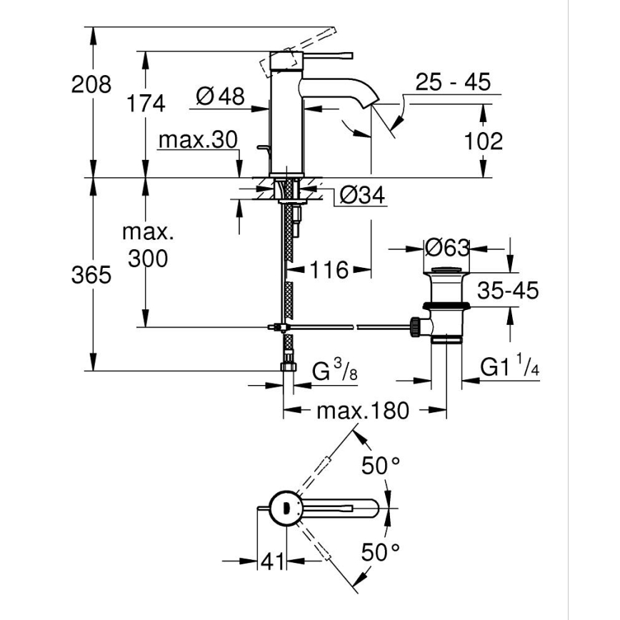 GROHE 23589DL1 - Håndvaskarmatur ESSENCE størrelse S kobber