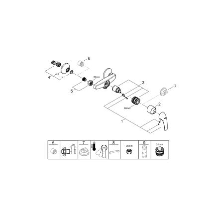 GROHE 23631000 - BAUCURVE brusebatteri 150 mm, poleret krom