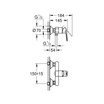 GROHE 23634000 - Brusebatteri BAULOOP DN 15 i poleret krom