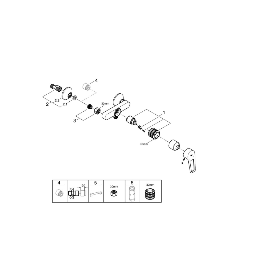 GROHE 23634001 - Brusebatteri DN 15, blank krom