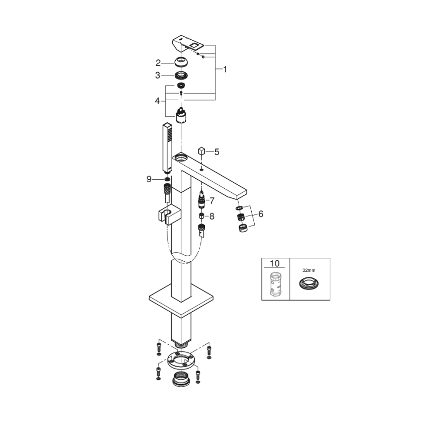 GROHE 23672001 - Badekarbatteri EUROCUBE 298 mm poleret krom