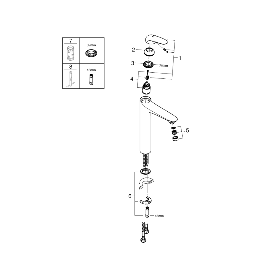 GROHE 23719003 - EUROSTYLE XL håndvaskarmatur, poleret krom