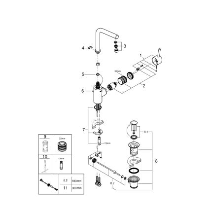 GROHE 23739002 - CONCETTO håndvaskarmatur 291 mm, poleret krom