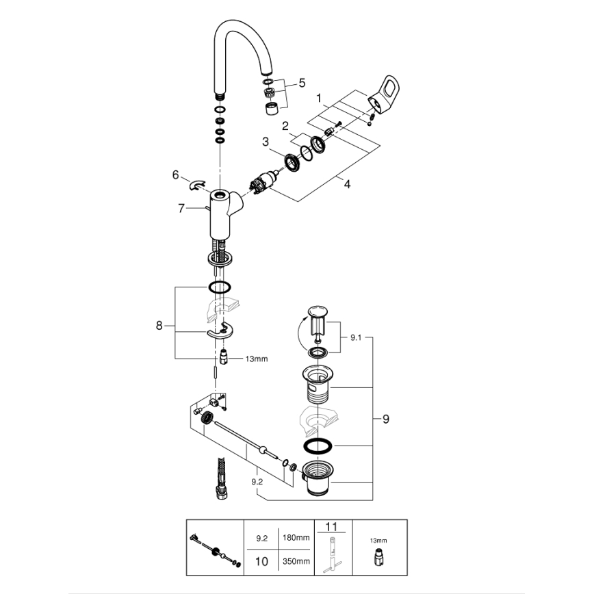 GROHE 23763000 - BAULOOP håndvaskarmatur, størrelse L, blank krom