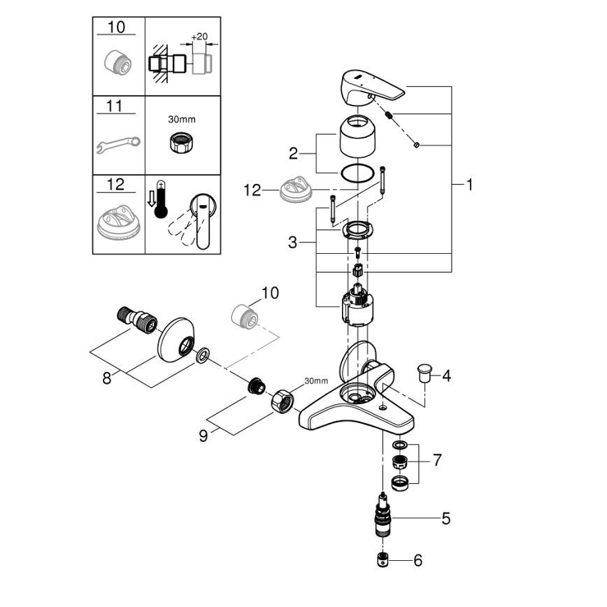 GROHE 23772000 - Badekararmatur START FLOW 150 mm poleret krom