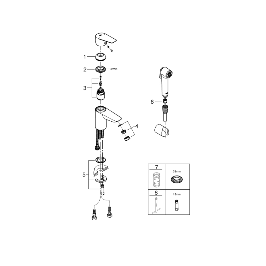 GROHE 23773001 - Håndvaskarmatur START EDGE størrelse S blank krom