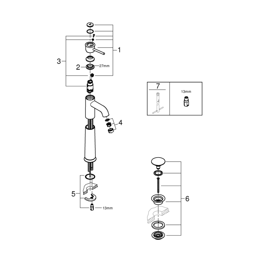 GROHE 23784000 - Håndvaskarmatur START CLASSIC 357 mm, poleret krom