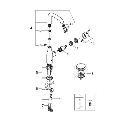 GROHE 23799001 - Håndvaskarmatur ESSENCE, størrelse L, poleret krom