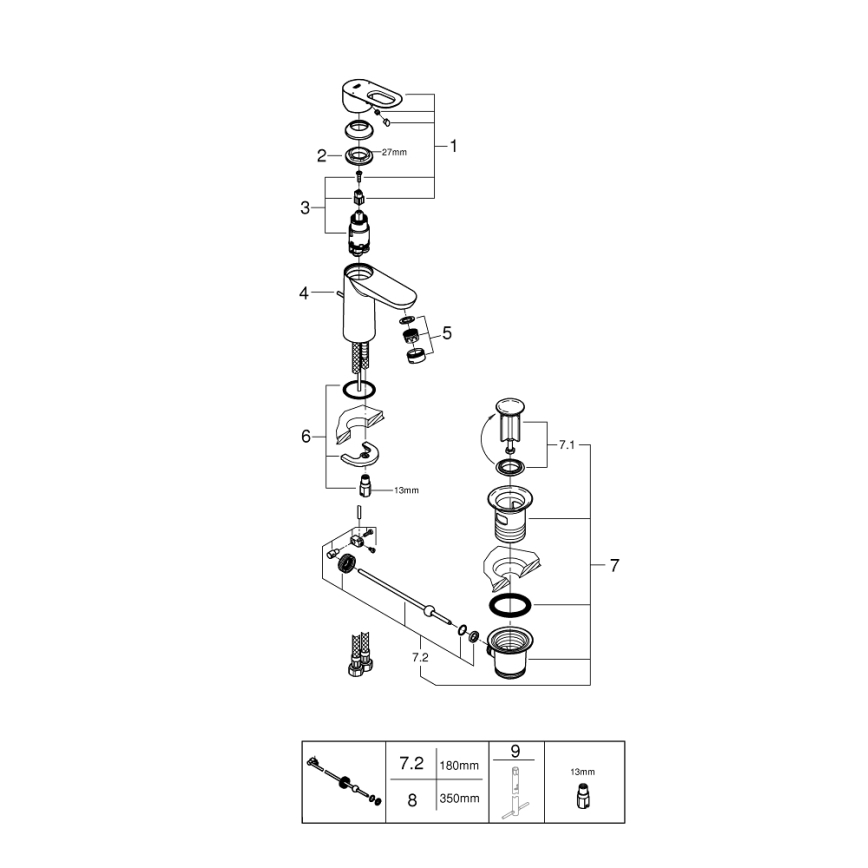 GROHE 23803000 - EUROSMART håndvaskarmatur, blank krom