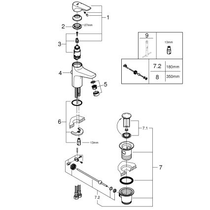 GROHE 23809000 - Servantarmatur START FLOW DN 15 blank krom