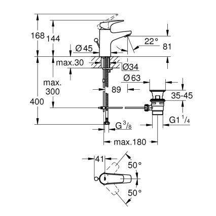 GROHE 23809000 - Servantarmatur START FLOW DN 15 blank krom
