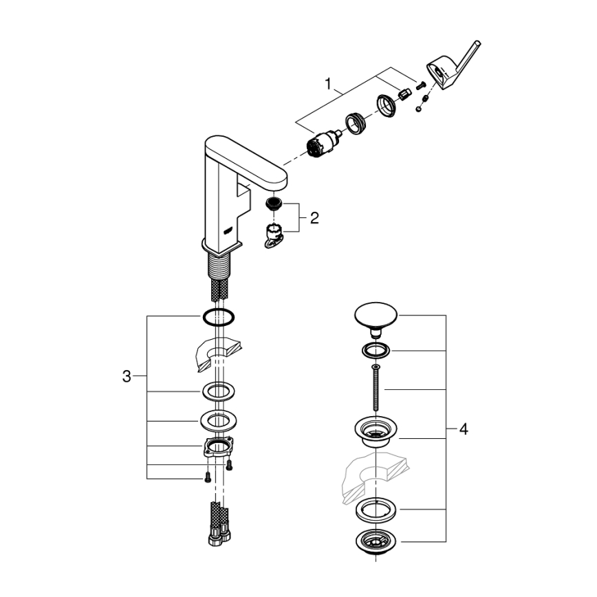 GROHE 23872003 - PLUS M håndvaskarmatur, blank krom