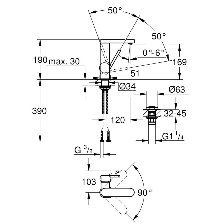 GROHE 23872003 - PLUS M håndvaskarmatur, blank krom