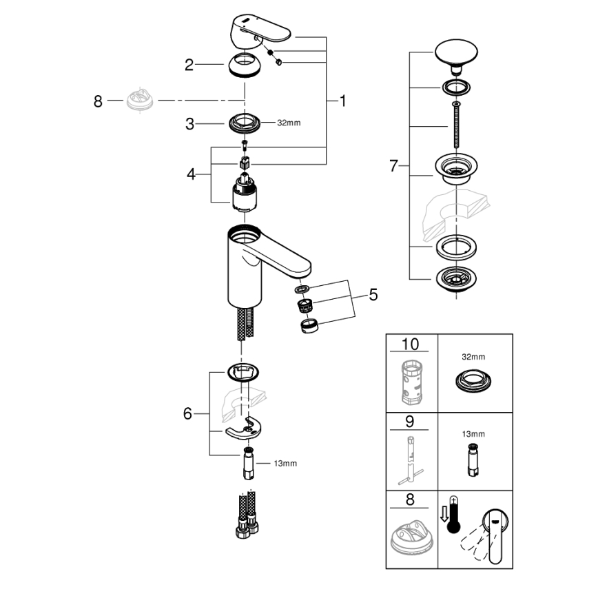 GROHE 23926000 - Vaskarmatur DN 15 størrelse M poleret krom