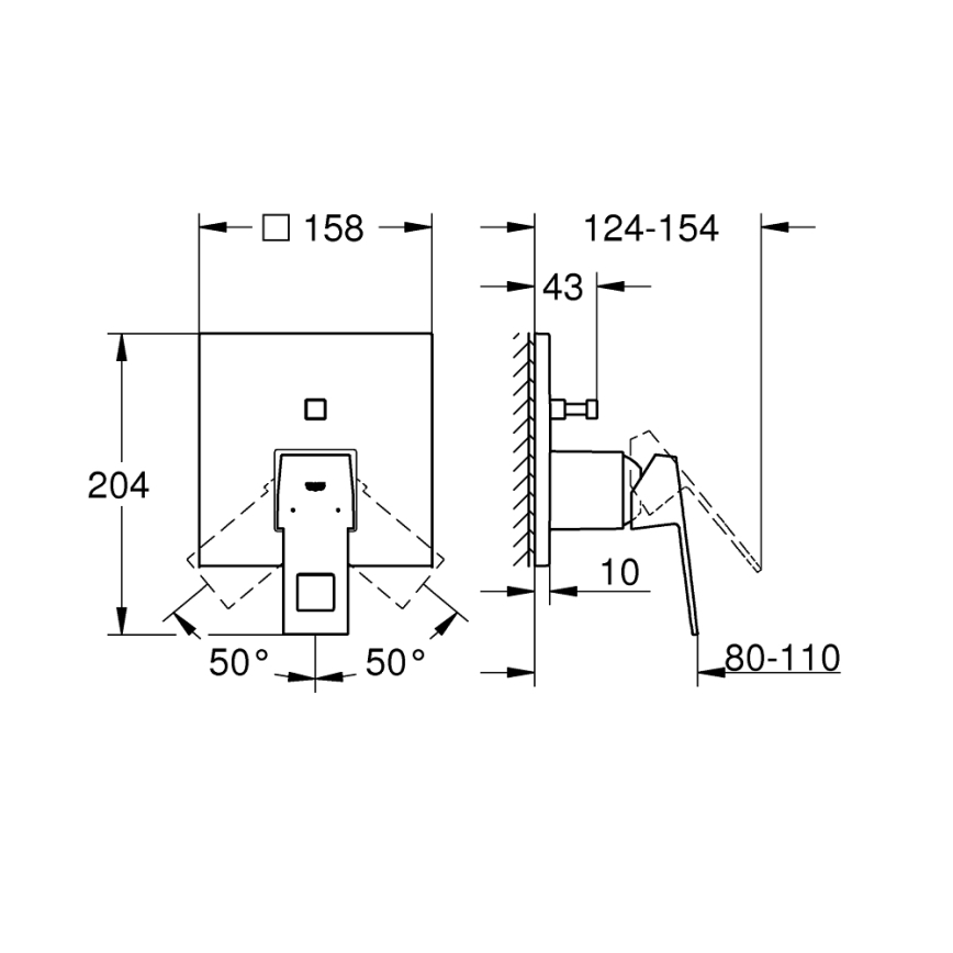 GROHE 24062000 - EUROCUBE-armatur i blank krom