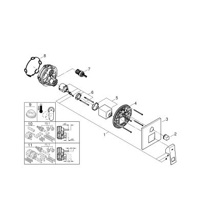 GROHE 24094000 - EUROCUBE-armatur med 3-vejs omstiller, poleret krom