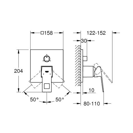 GROHE 24094000 - EUROCUBE-armatur med 3-vejs omstiller, poleret krom
