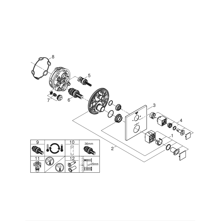 GROHE 24154000 - Termostatarmatur GROHTHERM CUBE poleret krom